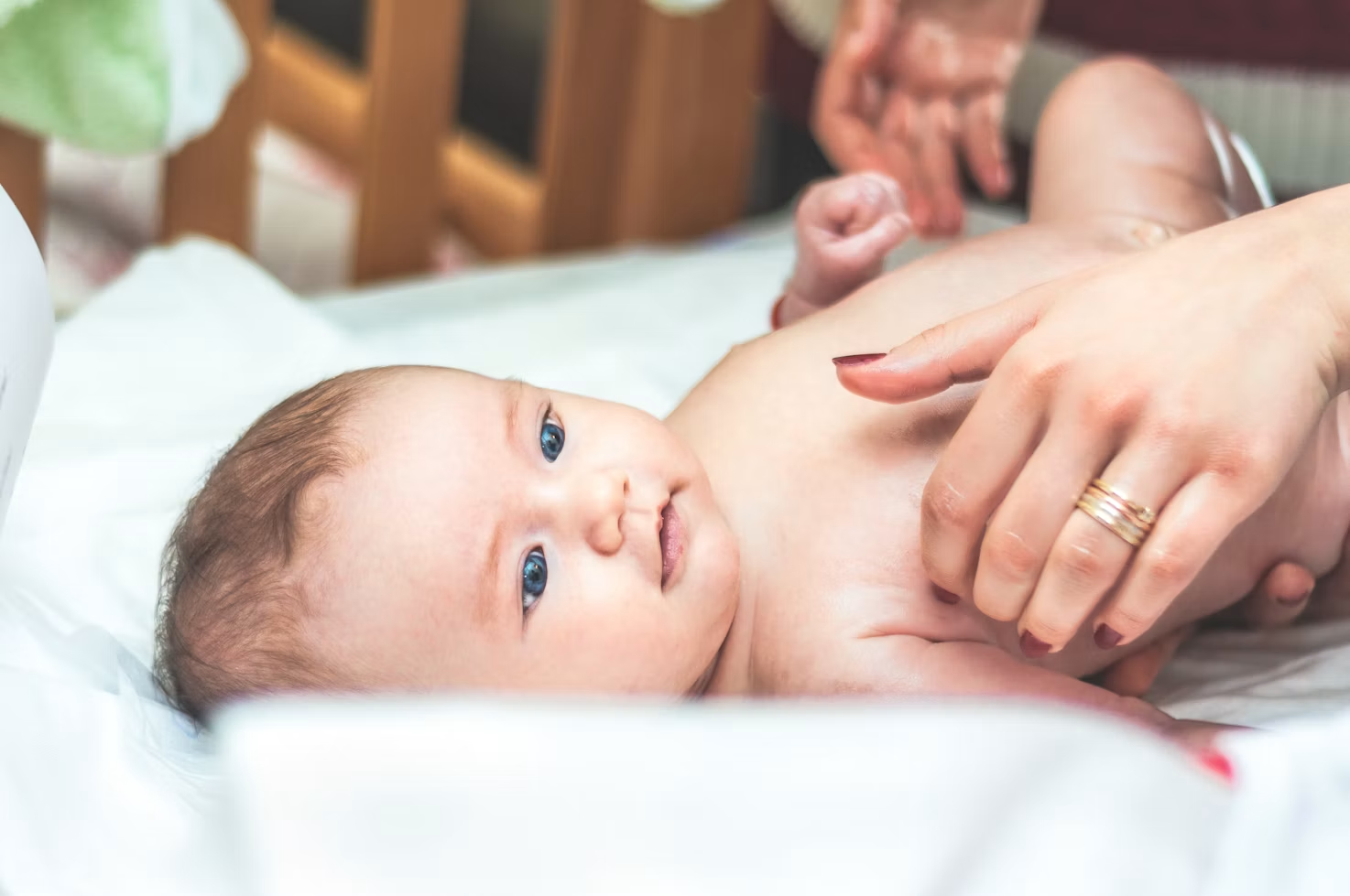 a baby getting ready